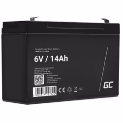 Green Cell AGM34, Sealed Lead Acid (VRLA), 6 V, 1 pièce(s), Noir, 14 Ah, 5 année(s)