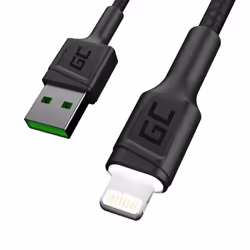 Green Cell KABGC05, 1,2 m, Lightning, USB A, Mâle, Mâle, Noir
