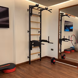 BenchK 5903317830498 barre de traction avec extenseurs 150 kg Noir, Bois Mur