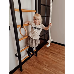 BenchK 221B + A076 barre de traction avec extenseurs 150 kg Noir, Bois Mur