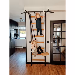 BenchK 221B + A076 barre de traction avec extenseurs 150 kg Noir, Bois Mur