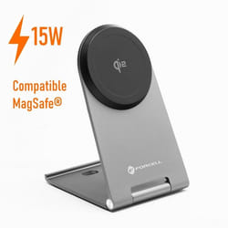 Chargeur sans fil 15W FORCELL F-ENERGY Flip Charge Qi2 avec support MagSafe® pour iPhone 12 et versions ultérieures
