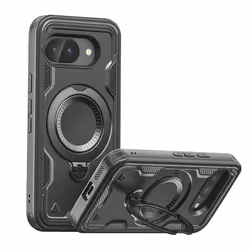Coque MagSafe - Google - Pixel 9a - Antichoc - Noir - Support Anneau Rétractable