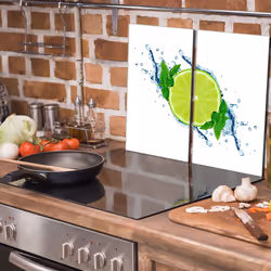 Plaque De Protection En Verre Pour Poêle 2x30x52 Citron Vert - Vue supplémentaire 2