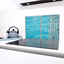 Plaque De Protection En Verre Pour Poêle 2x40x52 Turquoise - Vue supplémentaire 2