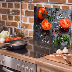Plaque De Protection En Verre Pour Poêle 2x30x52 Tomate - Vue supplémentaire 2