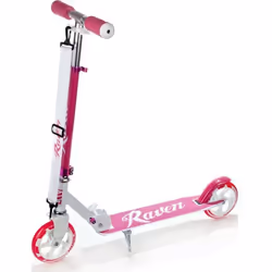 Trottinette grande roue Laura RAVEN - Blanc/Rose - 200mm - Sans frein à main