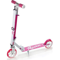 Trottinette grande roue Laura RAVEN - Blanc/Rose - 200mm - Sans frein à main