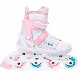 Roller en ligne LED - RAVEN - Rosi - Blanc/Rose - Enfant - Roller lumineux - 4 roues alignées ou patin gl