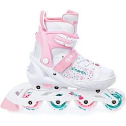 Roller en ligne LED - RAVEN - Rosi - Blanc/Rose - Enfant - Roller lumineux - 4 roues alignées ou patin gl