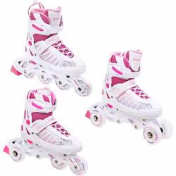 Roller - RAVEN - Grace - Roues lumineuses LED - Blanc/Rose - Mixte