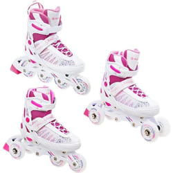 Roller - RAVEN - Grace - Roues lumineuses LED - Blanc/Rose - Mixte
