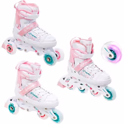 Roller enfant - RAVEN - ROSI - Roue lumineuse LED - Blanc/rose - Polycarbonate