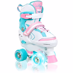 Patin à roulettes roues LED Lia taille modulable RAVEN - - Blanc/Menthe Packs : Sans patin a glace