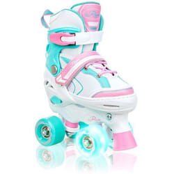 Patin à roulettes roues LED Lia taille modulable RAVEN - - Blanc/Menthe Packs : Sans patin a glace