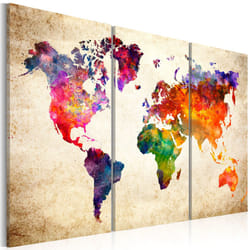 Tableau Cartes du monde The World's Map in Watercolor - PD11437-120-80