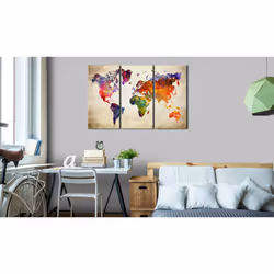 Tableau Cartes du monde The World's Map in Watercolor - PD11437-120-80