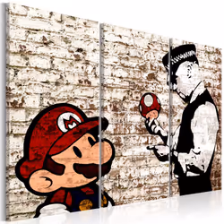 Planete Discount PD8168-90-60, Banksy, Beige, Noir, Marron, Gris, Rouge, Blanc, Panneaux MDF, 900 mm, 20 mm, 600 mm