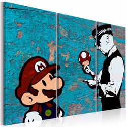 Planete Discount PD8170-120-80, Banksy, Beige, Noir, Rouge, Turquoise, Blanc, Panneaux MDF, 1200 mm, 20 mm, 800 mm