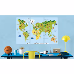 Tableau Cartes du monde Children's World - PD11439-120-80