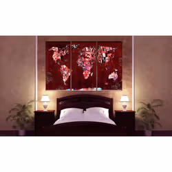 Tableau Cartes du monde Ruby World - PD11440-120-80