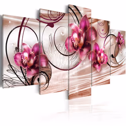 Planete Discount PD11004-100-50, Orchidées, Beige, Noir, Gris, Violet, Panneaux MDF, 1000 mm, 500 mm