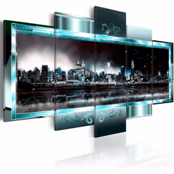 Planete Discount PD12061-200-100, New York, Noir, Bleu, Gris, Panneaux MDF, 2000 mm, 20 mm, 1000 mm