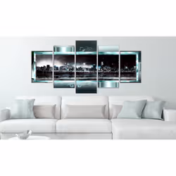 Tableau Villes New York turquoise: la nuit étoilée - PD12061-200-100