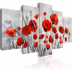 Planete Discount PD11006-200-100, Coquelicots, Gris, Rouge, Panneaux MDF, 2000 mm, 1000 mm