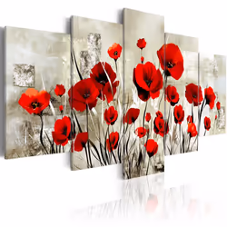 Planete Discount PD11007-200-100, Coquelicots, Beige, Or, Rouge, Blanc, Panneaux MDF, 2000 mm, 1000 mm