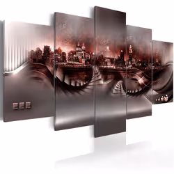 Planete Discount PD12075-100-50, New York, Marron, Gris, Rouge, Panneaux MDF, 1000 mm, 20 mm, 500 mm