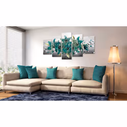 Tableau Fleurs Turquoise Bouquet - PD11040-200-100