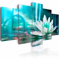 Planete Discount PD11043-200-100, Fleurs variées, Turquoise, Blanc, Panneaux MDF, 2000 mm, 1000 mm