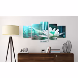 Tableau Fleurs Turquoise Lotus - PD11043-200-100