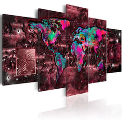Tableau Cartes du monde Ruby Journey - PD11455-200-100