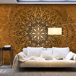 Planete Discount PD13767-400-280, Papier peint non tissé, Or, Doré, 120 g/m², Sacred Circle, 4000 mm