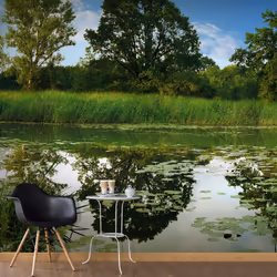 Planete Discount PD14290-400-280, Papier peint non tissé, Bleu, Vert, Bleu, Vert, 120 g/m², The Magic Pond, 4000 mm