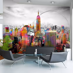 Planete Discount PD14785-200-140, Papier peint non tissé, Gris, Colorful, Gris, 120 g/m², Colors of New York City II, 2000 mm