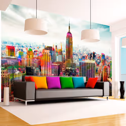 Planete Discount PD14787-400-280, Papier peint non tissé, Blanc, Blanc, Colorful, 120 g/m², Colors of New York City, 4000 mm