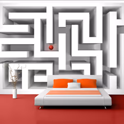 Planete Discount PD13009-300-210, Papier peint non tissé, Gris, Blanc, Gris, Blanc, 120 g/m², Ice labyrinth, 3000 mm