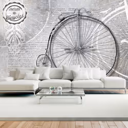 Planete Discount PD15025-400-280, Papier peint non tissé, Noir, Blanc, Noir Et Blanc, 120 g/m², Vintage bicycles - black and ...