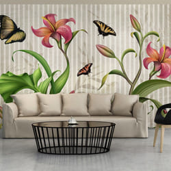 Planete Discount PD13447-300-210 papier-peint Papier peint non tissé Vert, Rose, Blanc, Jaune