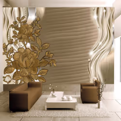 Planete Discount PD13777-200-140, Papier peint non tissé, Beige, Crème, Or, Beige, Crème, Doré, 120 g/m², Golden buds, 2000 m ...