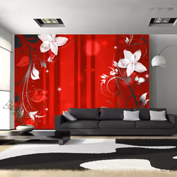Planete Discount PD13449-350-245, Papier peint non tissé, Gris, Rouge, Blanc, Gris, Blanc, Rouge, 120 g/m², Flowering scarlet ...