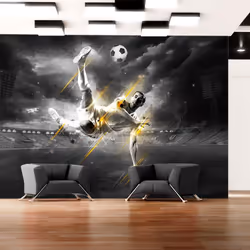 Planete Discount PD14156-250-175, Papier peint non tissé, Noir, Or, Blanc, Doré, Noir Et Blanc, Football legend, 2500 mm, 50  ...