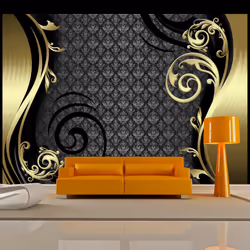 Planete Discount PD13784-400-280, Papier peint non tissé, Noir, Or, Gris, Noir, Gris, Doré, 120 g/m², Golden curtain, 4000 mm