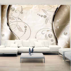 Planete Discount PD13015-400-280, Papier peint non tissé, Beige, Or, Argent, Doré, Beige, Argent, 120 g/m², Gold ornament, 40 ...