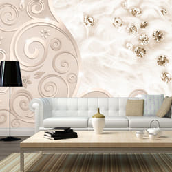 Planete Discount PD13791-100-70 papier-peint Papier peint non tissé Beige, Or, Rose, Blanc