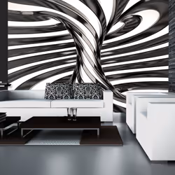 Planete Discount PD12917-400-280, Papier peint non tissé, Noir, Blanc, Noir Et Blanc, 120 g/m², Black and white swirl, 4000 m ...