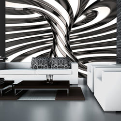 Papier peint intissé 3D et Perspective Black and white swirl - PD12917-400-280